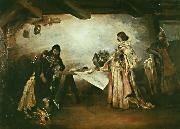 Mikolas Ales A picture of Jiri of Podebrady and Matthias Corvinus by Mikolas Ales oil painting on canvas